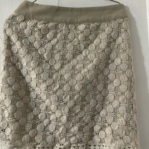 Kensie Skirt Women’s Size 2 Ivory Lace Crocheted Sheer Geometric Sexy Modern